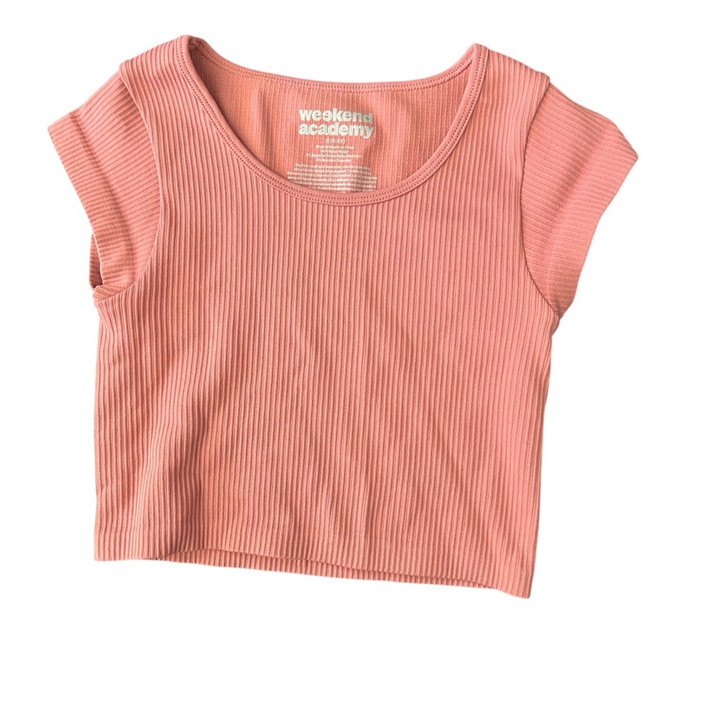 Weekend academy Girls ribbed crop shirt.